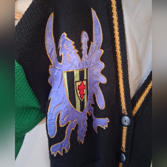 No! Jeans patchwork king queen Art Vintage cardigan Size O/S - Picture 8 of 13